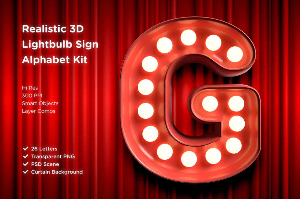 3D Lightbulb Sign Alphabet Kit