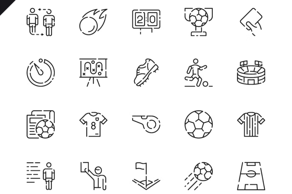 Simple Set Soccer Line Icons