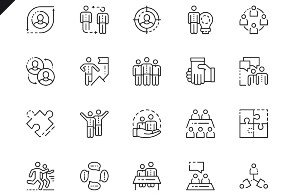 Simple Set Teamwork Line Icons