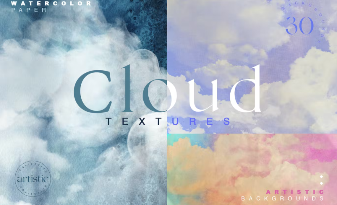 Cloudy Watercolor Abstract Textures