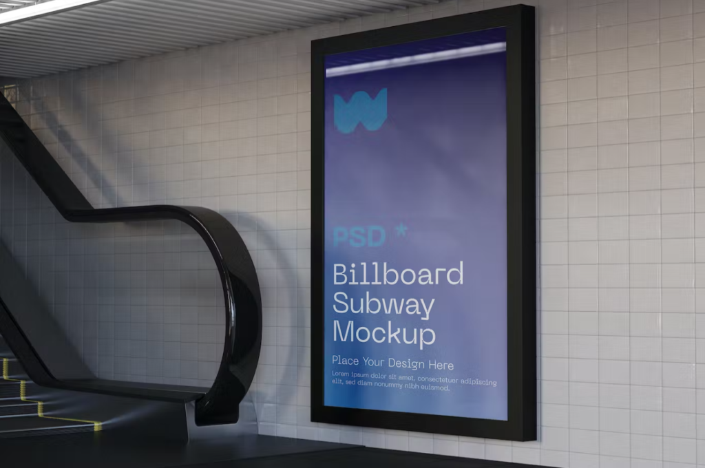 Advertisement in Subway Station Mockup