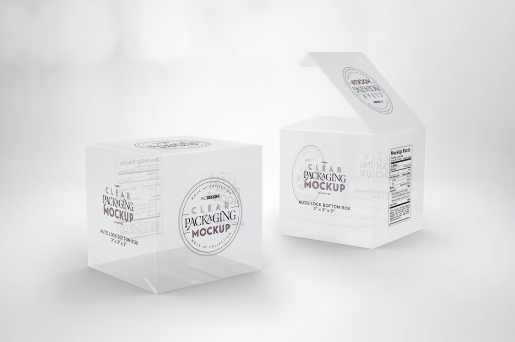 Clear Lock Bottom Boxes Packaging Mockup