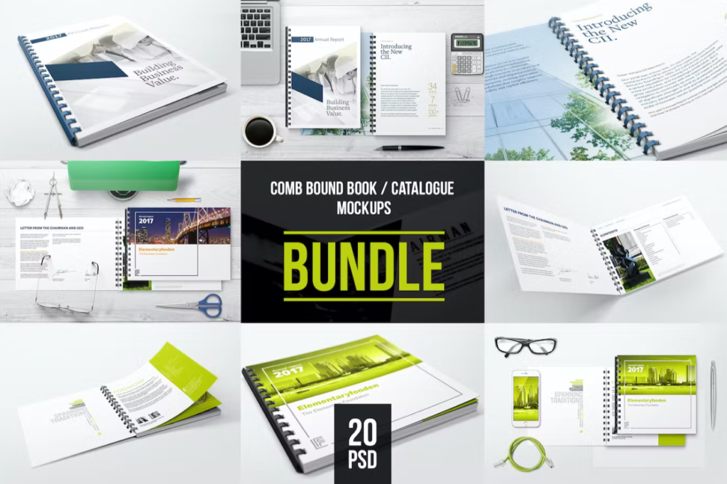 Comb Bound Book / Catalogue Bundle Mockups [vip]