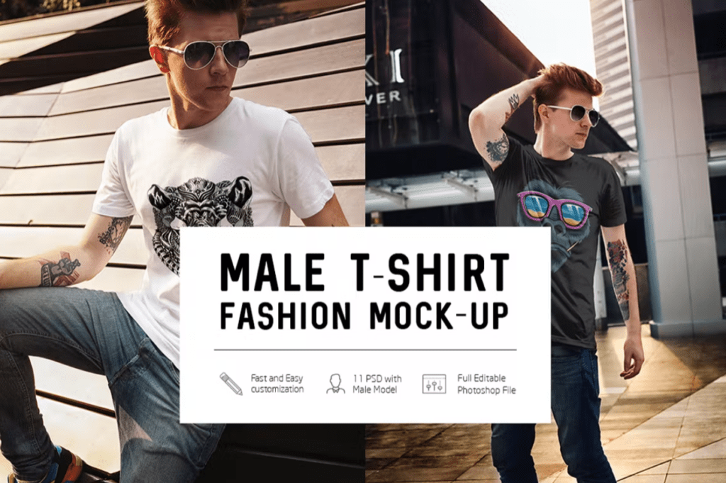 Male T-Shirt Fashion Mock-Up [vip]