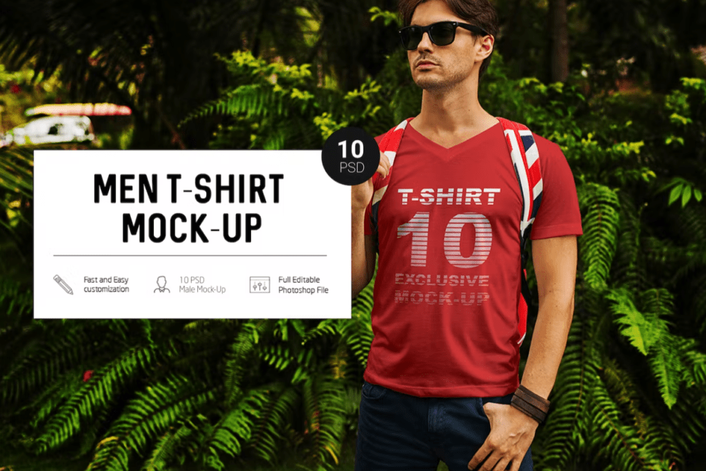 Men in Tropic T-Shirt Mock-Up