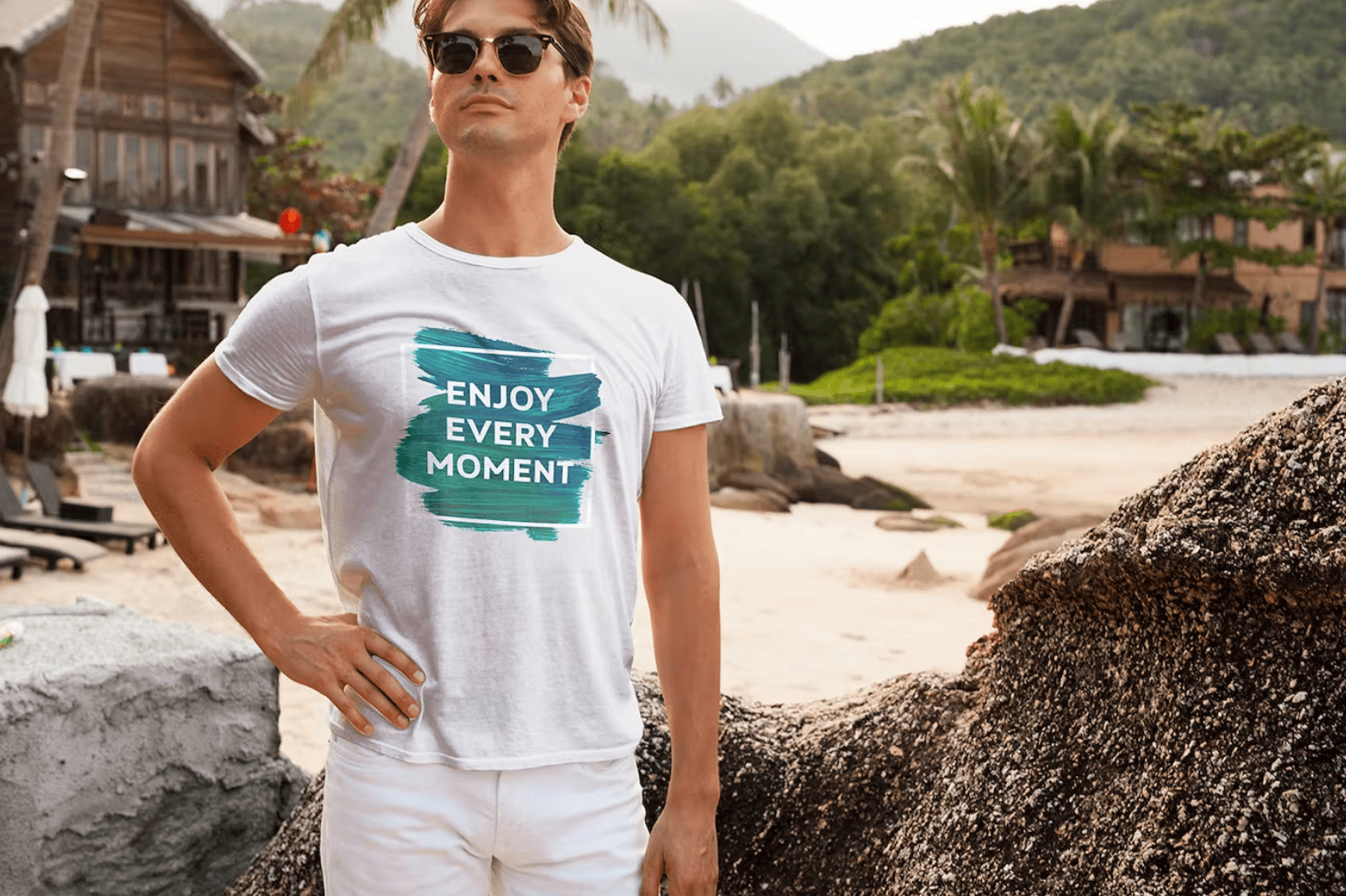 Men in Tropic T-Shirt Mock-Up