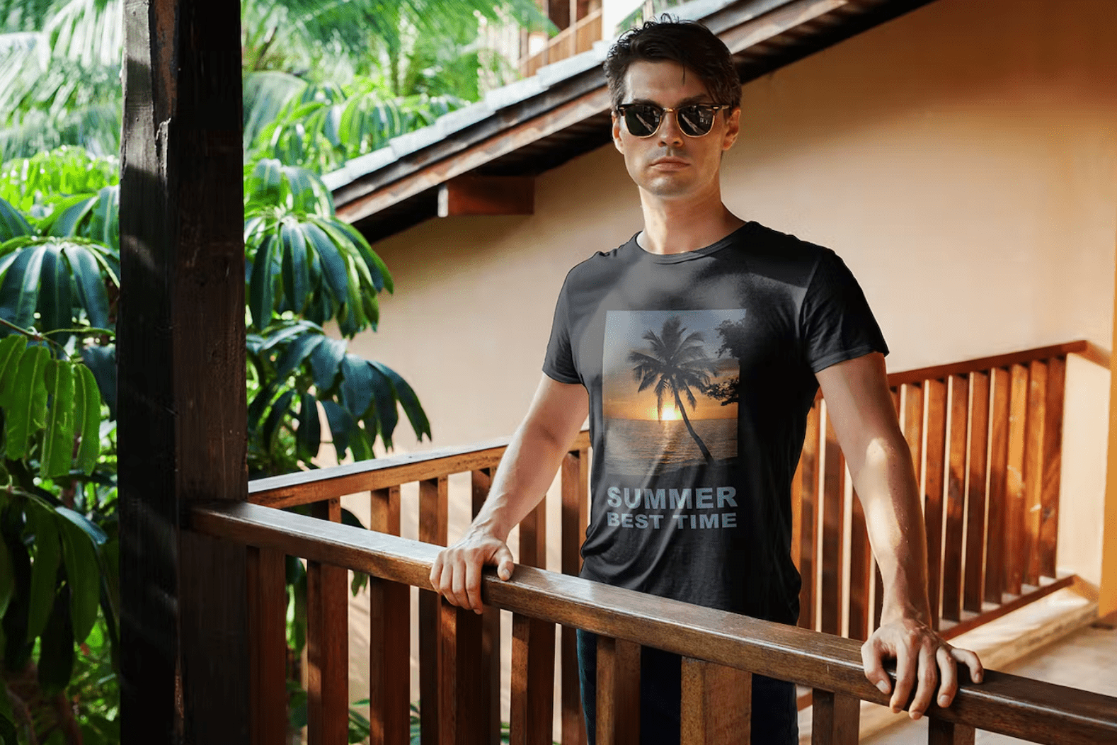 Men in Tropic T-Shirt Mock-Up