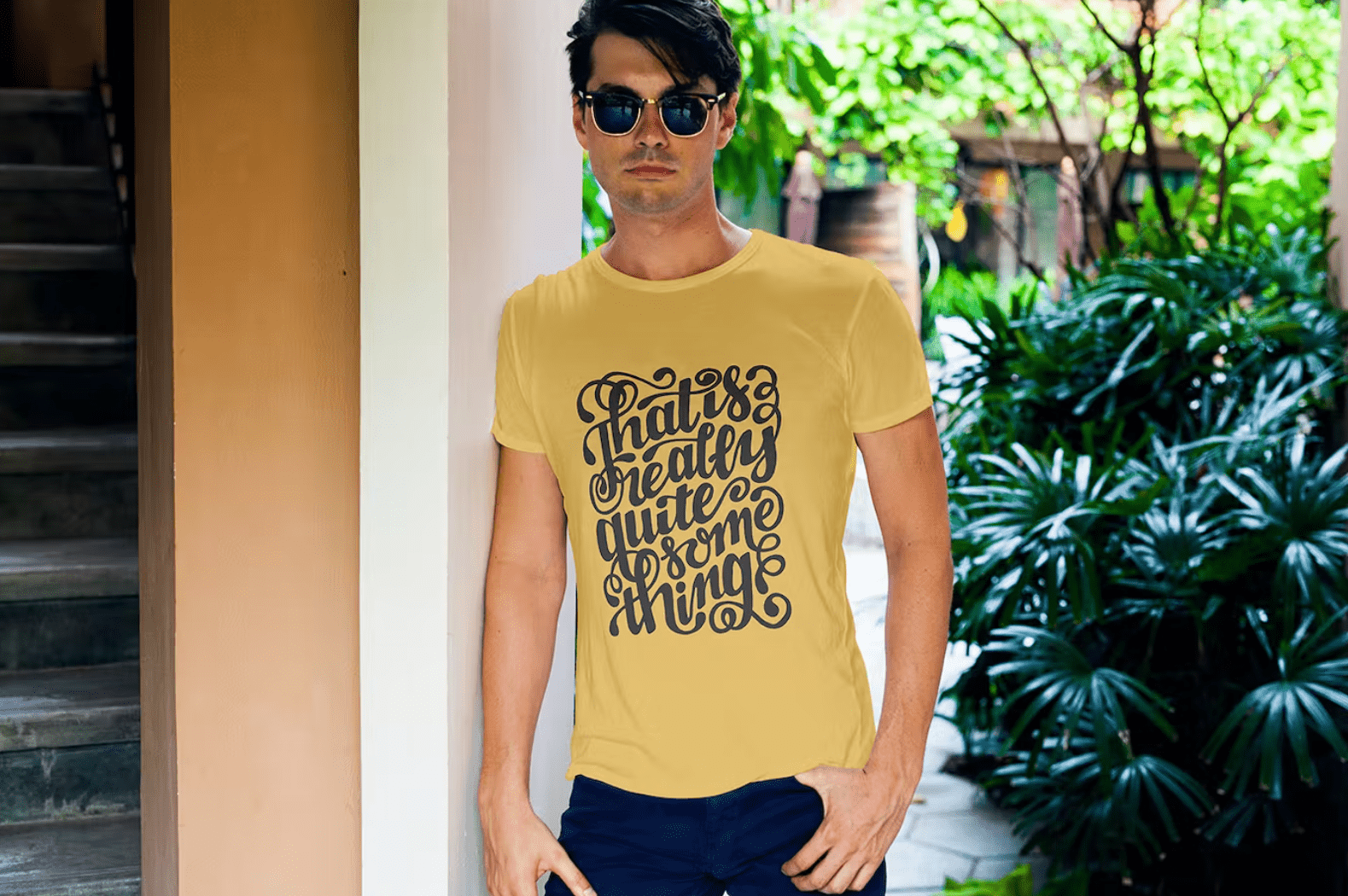 Men in Tropic T-Shirt Mock-Up