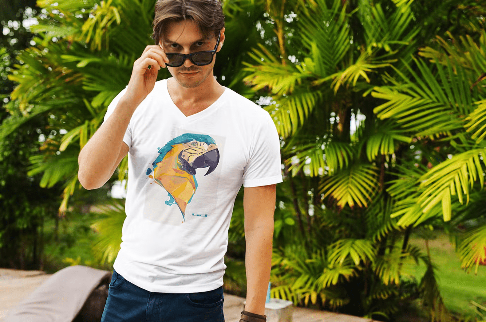 Men in Tropic T-Shirt Mock-Up