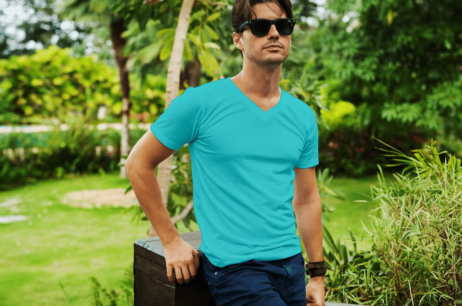 Men in Tropic T-Shirt Mock-Up