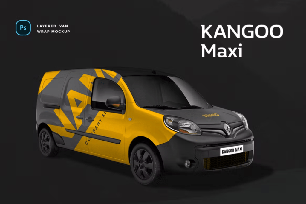 Renault Kangoo Maxi Van Wrap Mockup