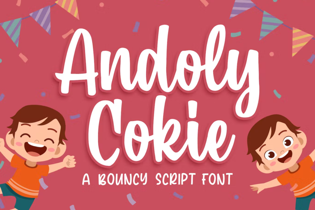 Шрифт Andoly Cokie - Bouncy Script Font