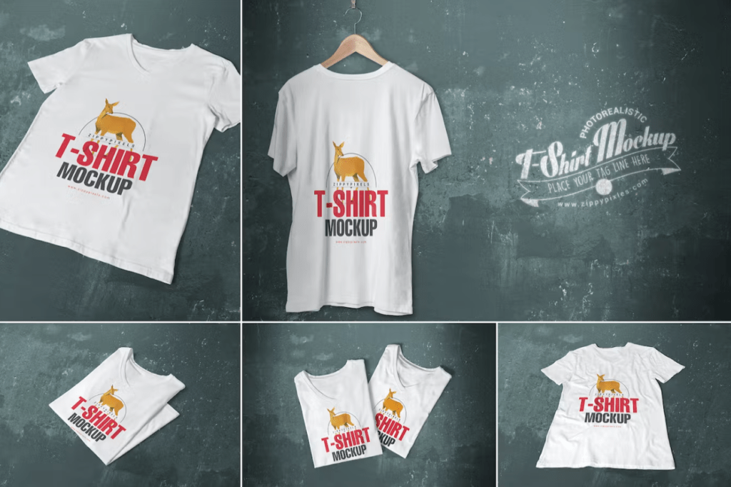 5 Trendy V-Neck T-Shirt Mockups