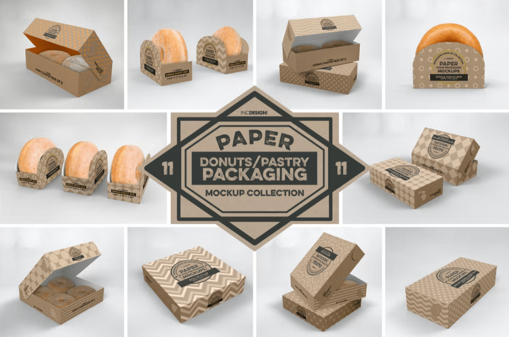 Paper Food Box Packaging Mockup Collection Vol.11