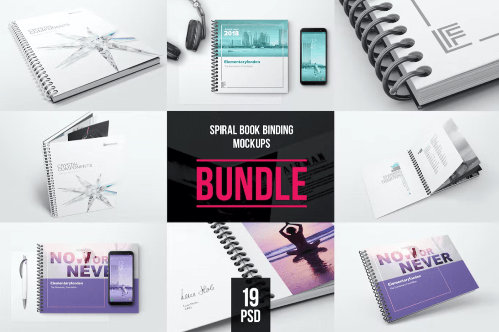 Spiral Book Binding Bundle Mockups