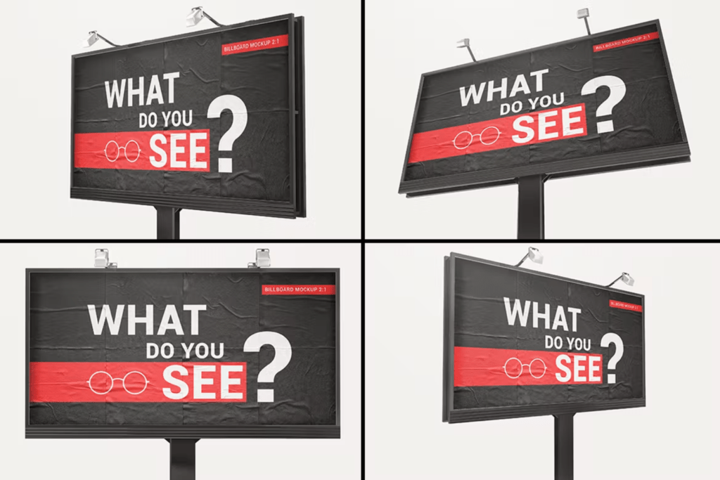 Billboard With Glued Paper Effect Mockups