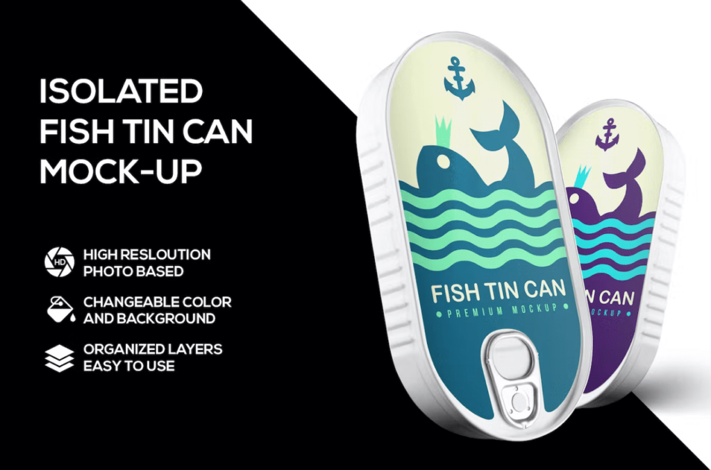 Fish tin can mockup