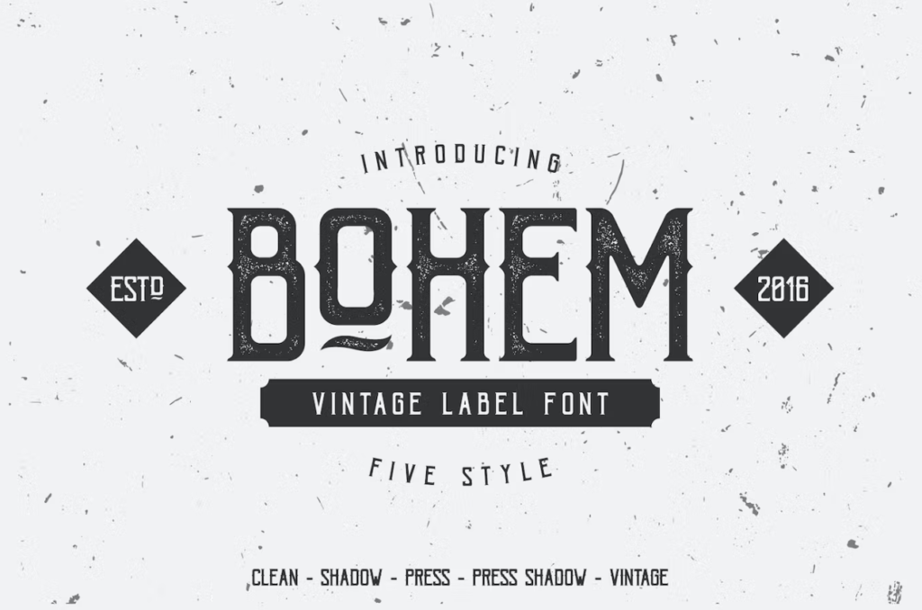 Шрифт Bohem Typeface - 5 Font Styles