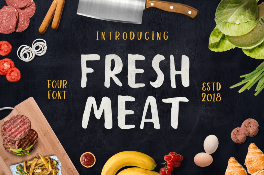 Шрифт Fresh Meat 4 Font Pack + Bonus Illustration